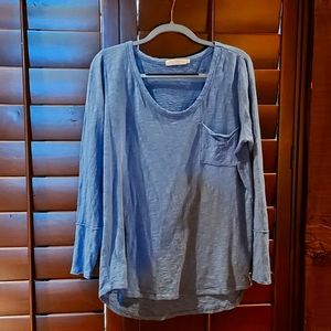 MODODOC long sleeve cotton slub shirt. M Blue